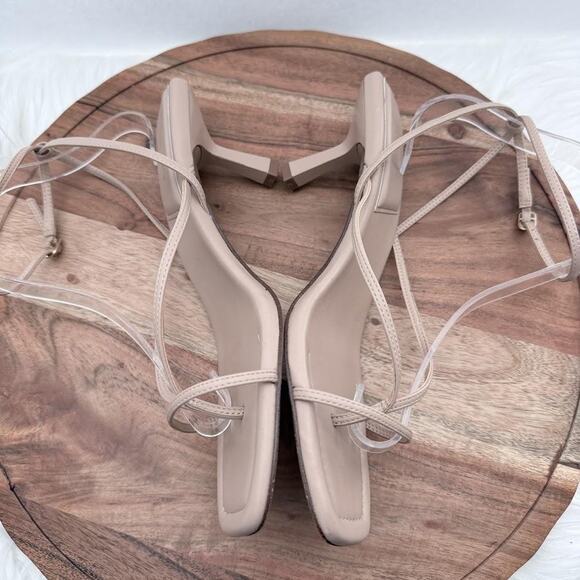 Aldo Shoes Womens Size 9.5 Beige Strappy Square‎ Toe Kitten Heel Sandals Dress - Picture 9 of 13